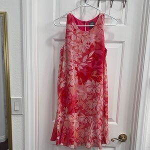 Vince Camuto Pink Floral Sleeveless Midi Dress